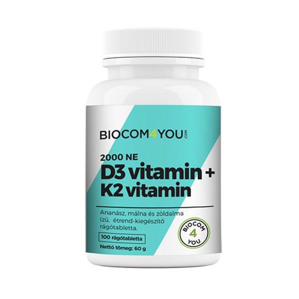 Vitamin D3 2000 IU+K2 100 tabletta - Biocom