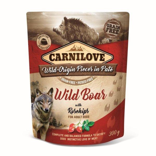 Carnilove Dog tasakos Paté Wild Boar with Rosehips - Vaddisznó csipkebogyóval
300g HU