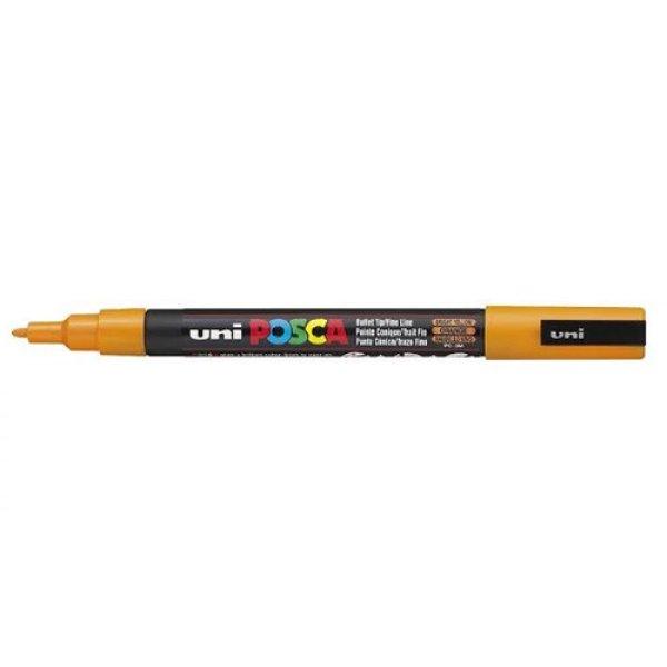 Dekormarker, Uni Posca PC-3M, 0,9-1,3 mm, kúpos hegy, ragyogó sárga