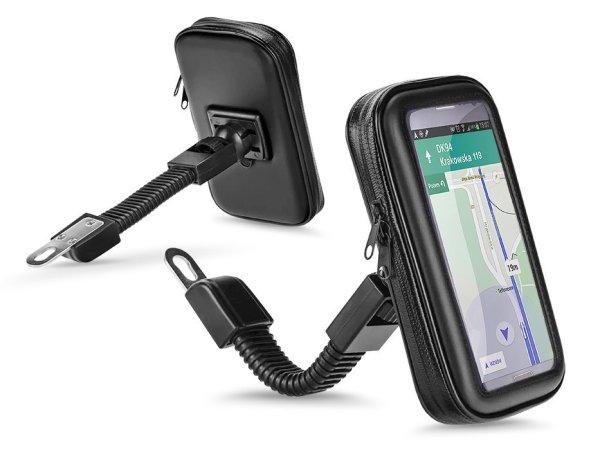 Univerzális kerékpárra / motorkerékpárra szerelhető, por- és cseppálló
telefontartó 6.4-8'' méretű készülékekhez - fekete