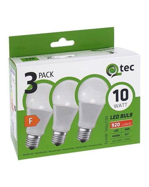 Qtec LED A60 10W E27 4200K 920 lumen,3db-os KISZERELÉS!