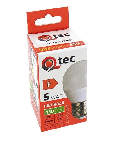 Qtec LED E27 5W G45 2700K (meleg fehér) 450lm