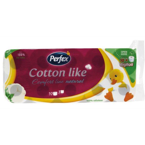 Toalettpapír 3 rétegű kistekercses 100% cellulóz 10 tekercs/csomag Cotton
Like Comfort Line Natural Boni Perfex fehér