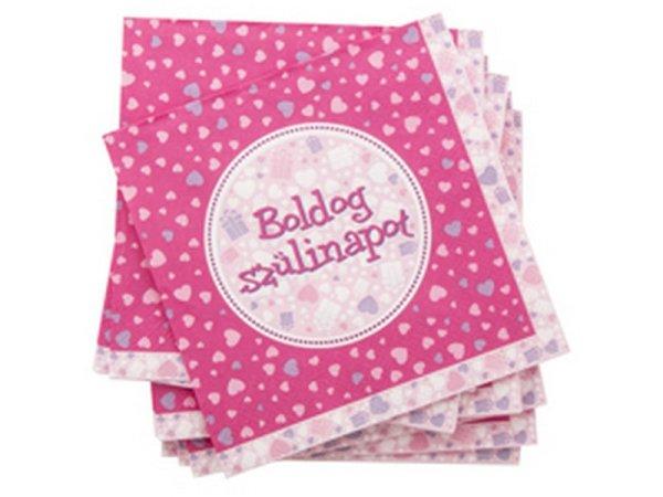 Szülinapi szalvéta 16 darabos - 33 x 33 cm, pink