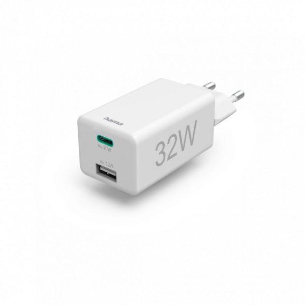 Hama Univerzális Hálózati Töltő USB & TYPE-C "PD" QC" 32W
White