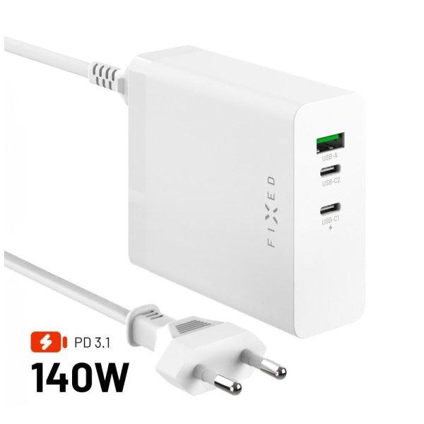 FIXED hálózati töltőállomás, 2xUSB-C/1xUSB, GaN technológia, PD 3.1
támogatás, 140W, fehér