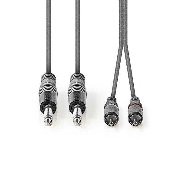 Nedis félprofi audió kábel COTH23320GY50, 2 x 6,35mm monó jack dugó - 2 X
RCA dugó, hossz 5m, rugalmas