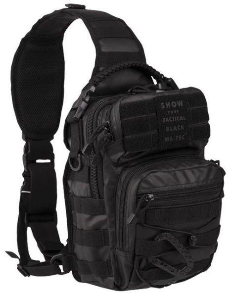 Mil-tec Tactical egy vállpántos hátizsák, fekete 10L