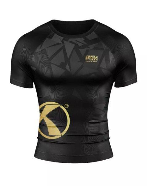 Katsudo póló Rash Guard rövid ujjú, fekete-arany színű