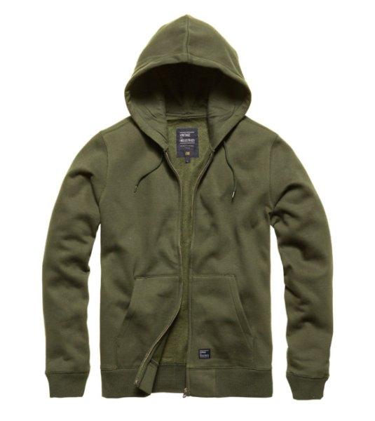 Vintage Industries kapucnis pulóver Redstone, bright olive