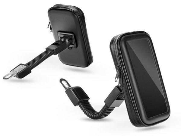 Univerzális kerékpárra/motorkerékpárra szerelhető, por- és cseppálló
telefontartó 5.5-6.3'' méretű készülékekhez - fekete