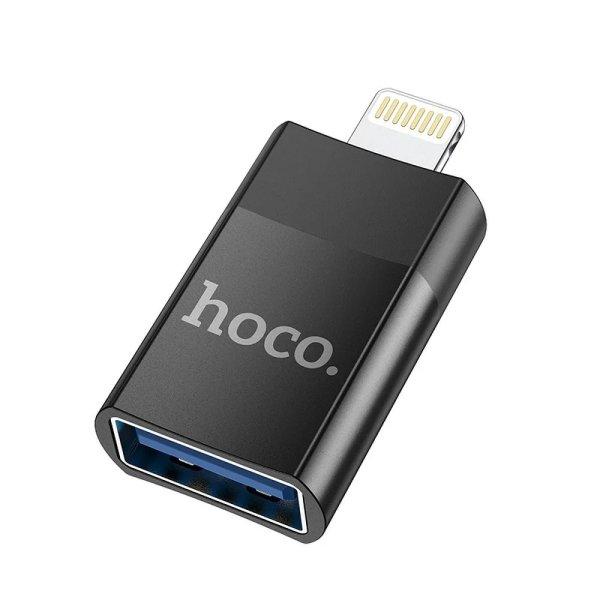 USB-A - iPhone 8pin OTG adapter, fekete, Hoco UA17