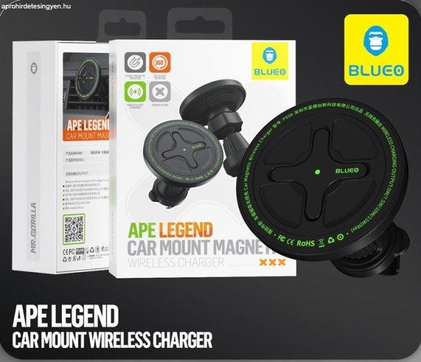 Blueo Ape Legend MagSafe Autós Töltő és Mágneses Tartó - Fekete