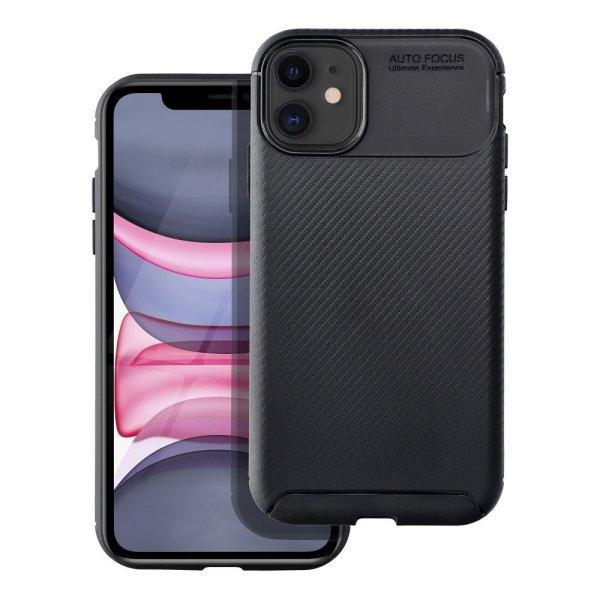 iPhone 12 / 12 Pro (6.1") szilikon tok, hátlap tok, carbon mintás, kamera
védelem, fekete, Carbon Premium