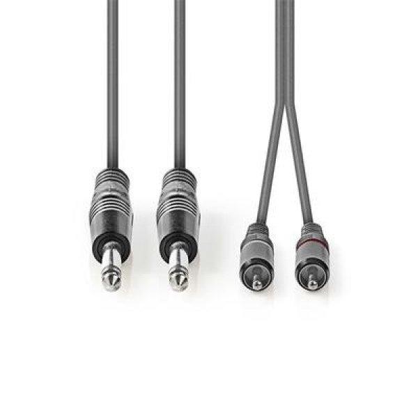 Nedis félprofi audió kábel COTH23320GY50, 2 x 6,35mm monó jack dugó - 2 X
RCA dugó, hossz 5m, rugalmas