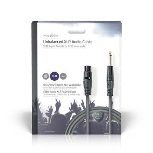 Nedis félprofi audió kábel COTH15120GY100, 6,35mm monó jack dugó - 3p XLR
aljzat, hossz 10m, rugalmas