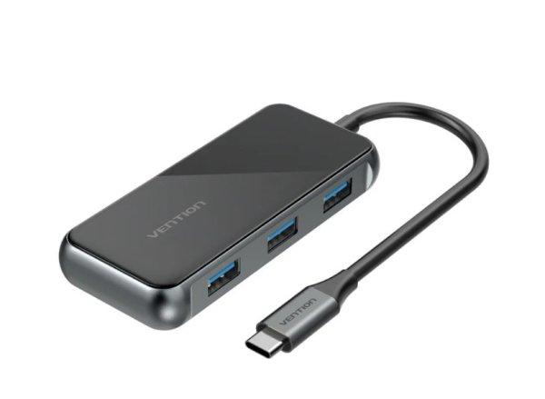 Vention USB-C -> HDMI/ USB3.0*3/PD (0,15m, szürke, tükrös felületű),
Dokkoló