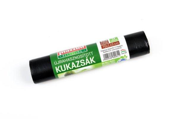 Szemeteszsák, újrahasznosított, 135 l, 5 db, 70x110 cm, 17 µ, MAZZINI,
fekete