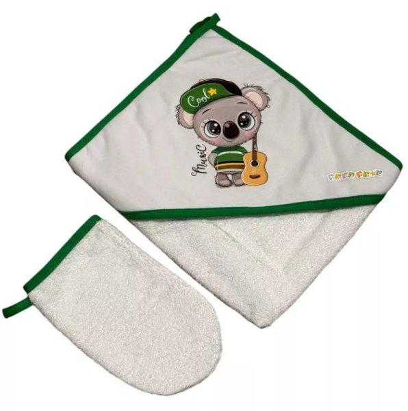 Babastar Frottir fürdőlepedő, fürdetőkesztyűvel 80*80 cm - Koala Gitárral