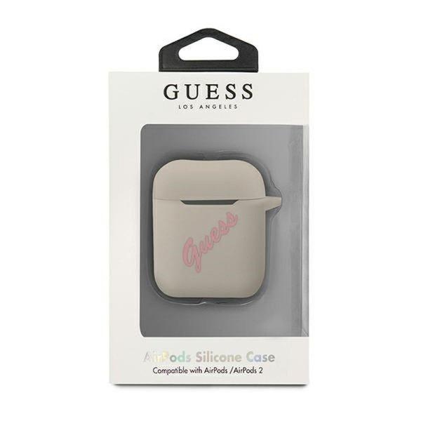 Guess GUACA2LSVSGP Silicone Vintage tok AirPods 1/2 - bézs