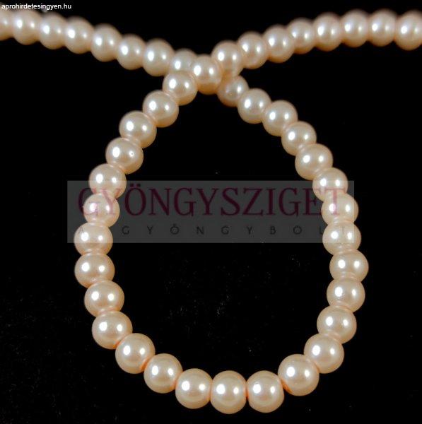 Tekla golyó gyöngy - Cream Peach Pearl - 4mm (szálon - kb. 210db/szál)
