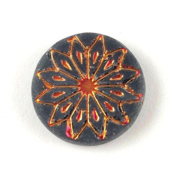 Origami Flower - hosszában fúrt korong - Matt Montana Peach AB - 18mm