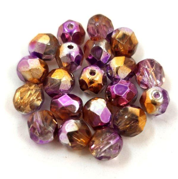 Cseh csiszolt golyó gyöngy - Purple Apollo Blend - 6mm