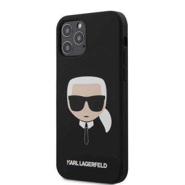 Apple iPhone 12/12 Pro KARL LAGERFELD KLHCP12MSLKHBK Liquid Silicon Hátlap -
Fekete