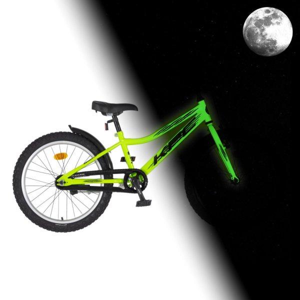 KPC FluoBike Raptor dinós VILÁGÍTÓS 20 neonzöld fluoreszkáló gyermek
kerékpár