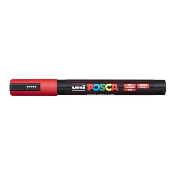 Dekormarker, Uni Posca PC-5M, 1,8-2,5 mm, kúpos hegy, piros