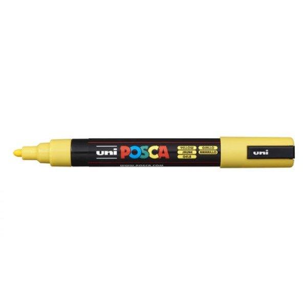 Dekormarker, Uni Posca PC-5M, 1,8-2,5 mm, kúpos hegy, sárga