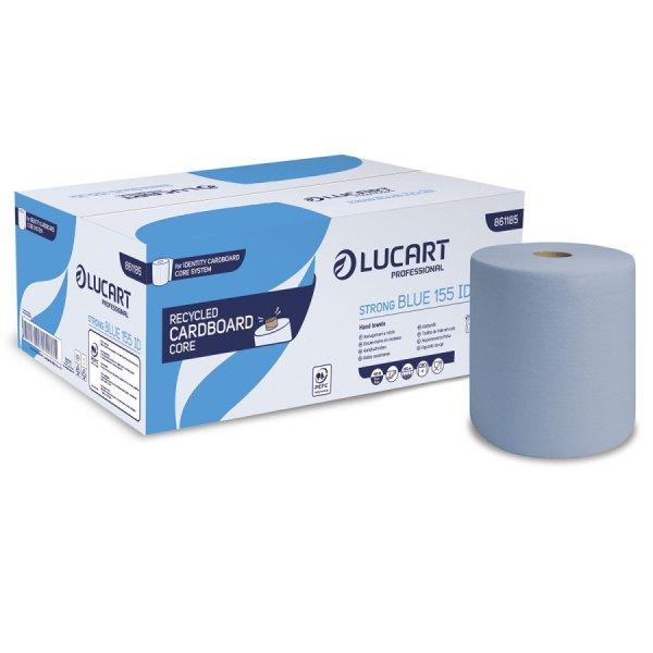 Lucart Strong 155 ID (Cardboard Core) tekercses kéztörlő - 2 rétegű, kék
155m (Karton - 6 tek) 40 karton/raklap