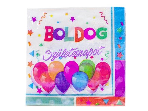Happy birthday 16 db-os szalvéta 33x33 cm