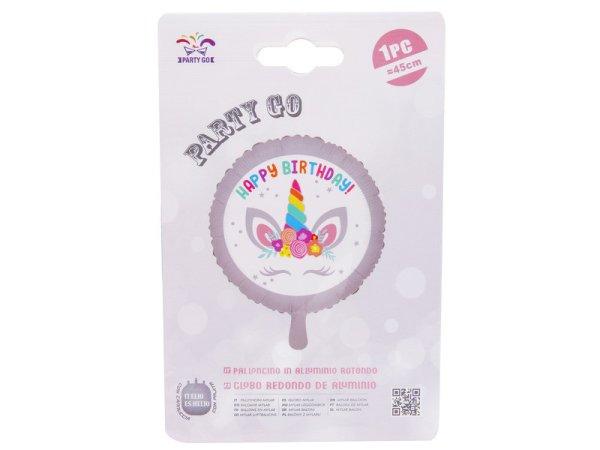 Héliumos fólia lufi 45 cm Happy Birthday unikornis