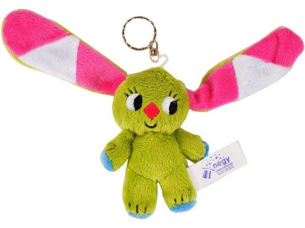 Kockásfülű nyúl álló kulcstartó plüssfigura - 9 cm