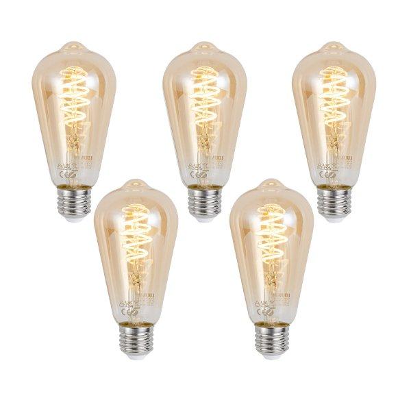5 db Okos E27 Dimmelhető LED Izzó ST64 Borostyán 4.9W 320lm 2500K