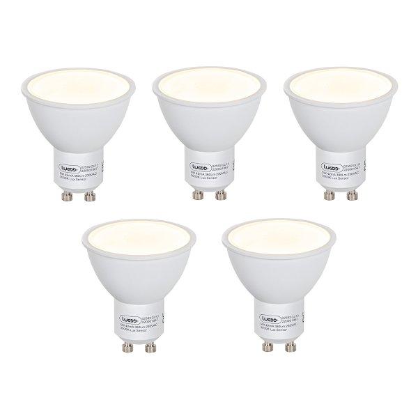 5 db GU10 LED izzó szett szürkületi érzékelővel 5W 380lm 3000K