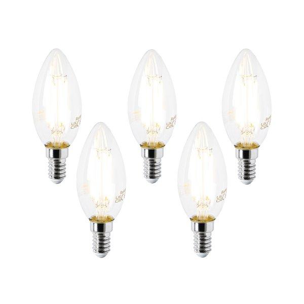 5 db E14 LED izzó szett B35 átlátszó 2,2W 470lm 2700K