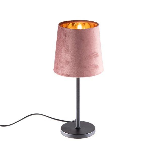 Moderne tafellamp zwart met roze kap - Lakitu