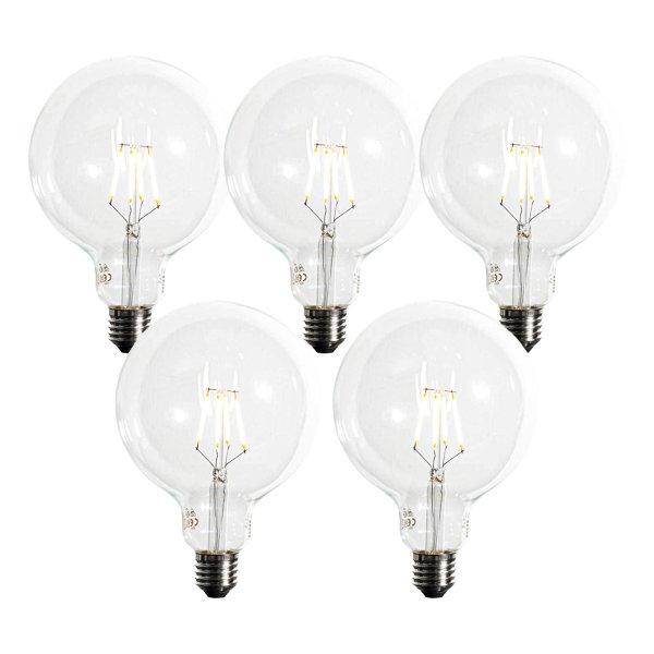 5 db E27 Dimmelhető LED Spirál Filament G125 5W 450lm 2200K