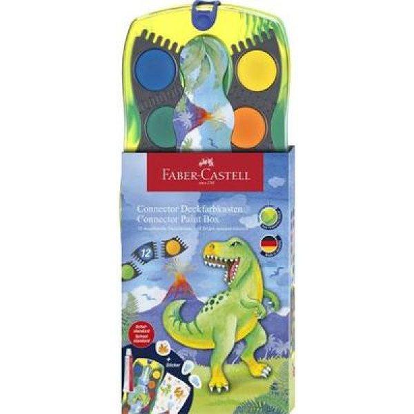 Vízfesték, 12 darabos, összeilleszthető, FABER-CASTELL
"Dinoszaurusz"+1 tubus fehér tempera + dinoszaurusz matrica