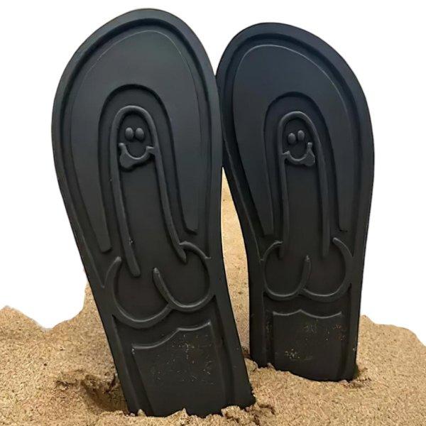 Flip-flop papucs - fütyis talppal - fekete
