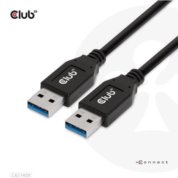 Club 3D kábel - CAC-1409 (USB-A Gen2, M/M, 10Gbps, 3A, 15W, 5V/3A, 0.5m)