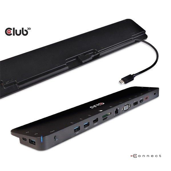 Club 3D Notebook Dokkoló - CSV-1565 (100W, USB-C to 5xUSB-A Gen 1, 2x USB-A
2.0, HDMI, DP,VGA, RJ45, Micro SD, 3,5 Jack)