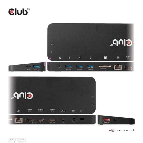 Club 3D Notebook Dokkoló - CSV-1566 (120W, USB-C to 5x USB-A Gen 1, USB-C Gen
1, 2xHDMI, DP, RJ45, SD.TF. 3,5 Jack, DC)