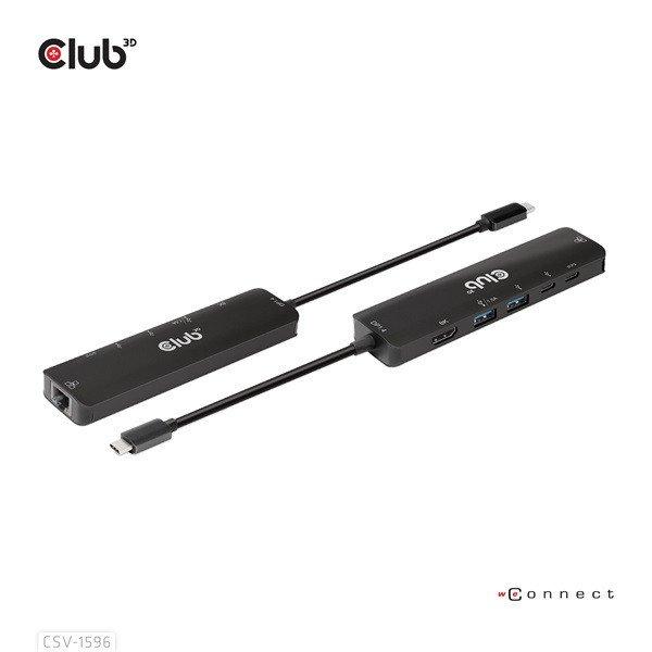 Club 3D USB Hub - CSV-1596 (USB-C to 2xHDMI, 2xUSB-A, USB-C PD, RJ45, 4k60Hz)