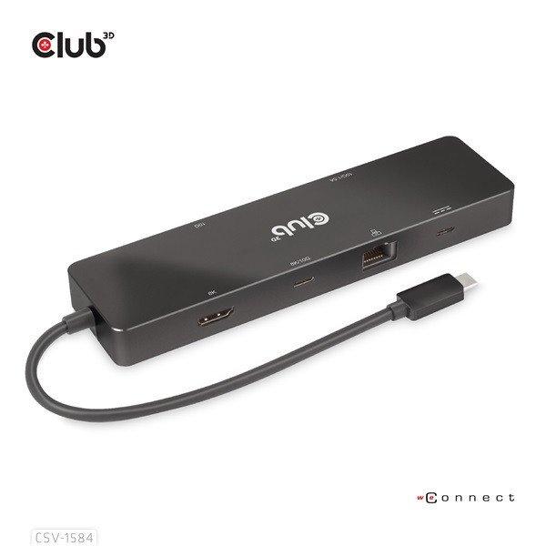 Club 3D USB Hub - CSV-1584 (3.2 USB-C Gen 2 to USB-C, 2xUSB-A, USB-C 100W PD,
HDMI, RJ45, 8K60hz)