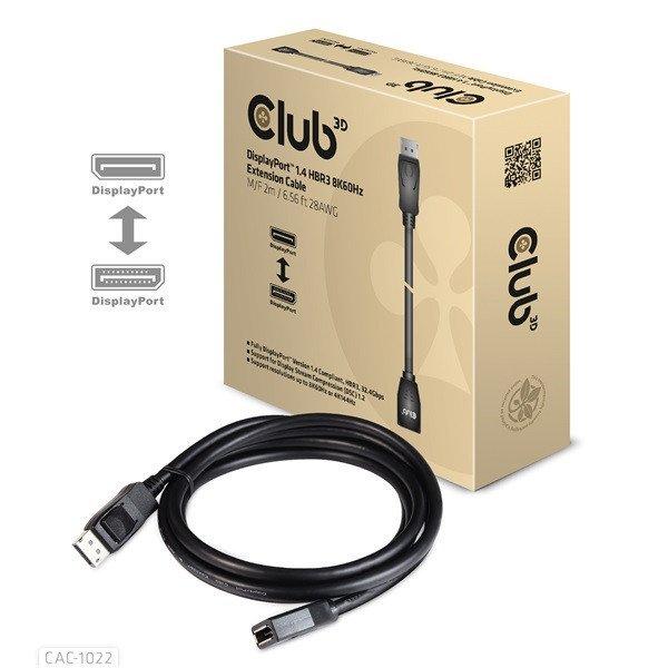 Club 3D Kábel - CAC-1022 (DP 1.4 HBR3, 8K60Hz, 4K144Hz, 2m, M/F, 32.4Gbps)