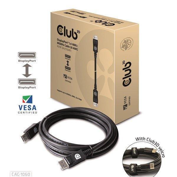 Club 3D Kábel - CAC-1060 (DisplayPort 1.4, 8K, 32.4Gbps, HBR3 8K, 28AWG, M/M,
3m)