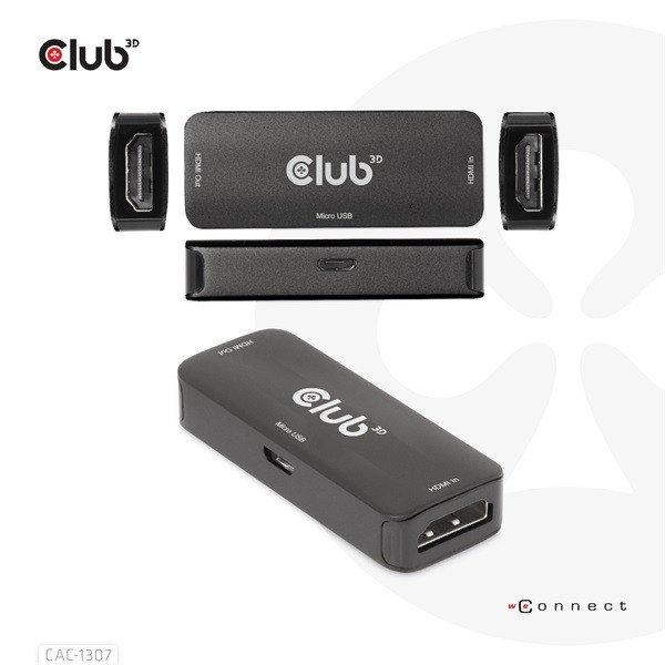 Club 3D Átalakító - CAC-1307 (HDMI aktív ismétlő 4K60Hz, Micro USB
tápellátás, 18Gbps, 3D, HDR, HDCP 2.2&1.4)